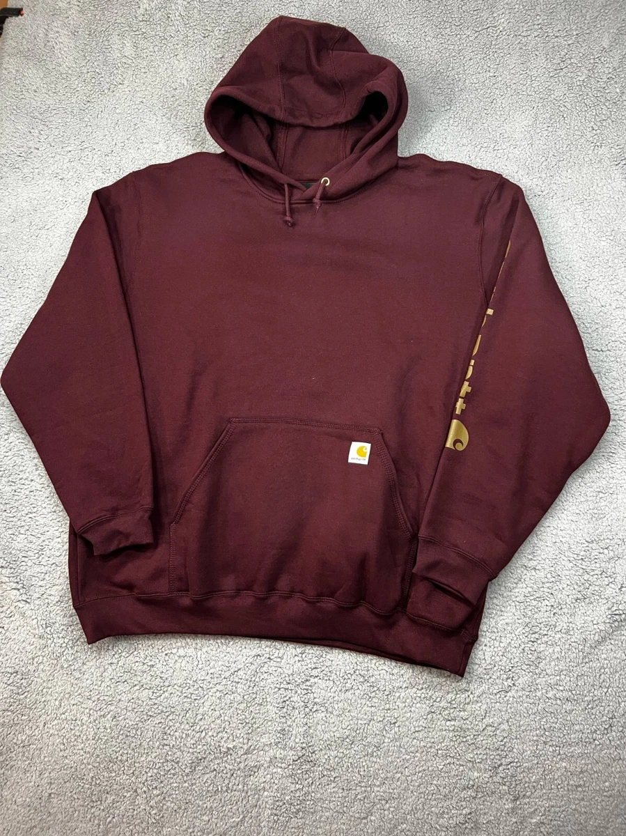 Carhartt Hoodie Sweatshirt Pullover Maroon K288-026 Mens 2XL Loose Fit Long  | eBay