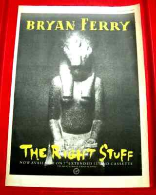 Bryan Ferry The Right Stuff Vintage ORIG 1987 Press/Magazine ADVERT Poster-Size