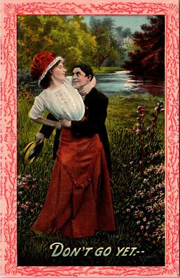 Don't Go Yet Couple at Lake Postcard unused 1900s/10s