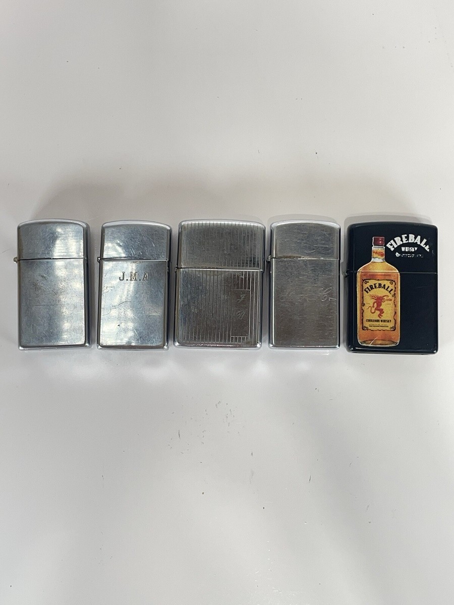 Lot Of 5 Zippo Lighters 4 Vtg 50s - 70s Slim 1 Modern Fireball 