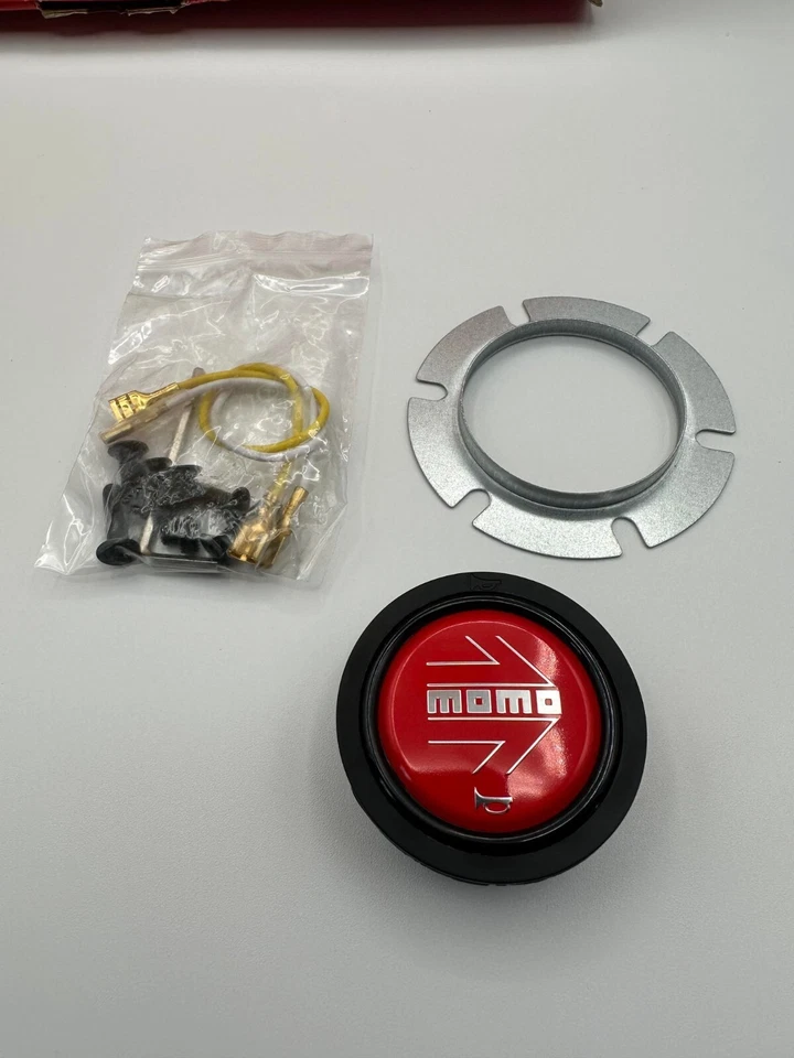 Momo MonteCarlo 350mm Leather Steering Wheel Red Horn Red Stitching MCL35BK3B - Image 4 of 4