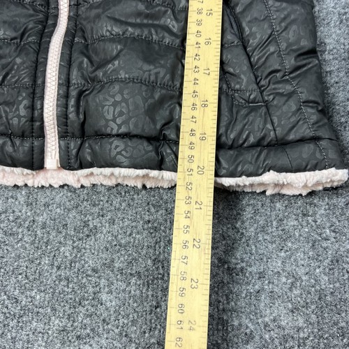 North Face Jacket Girls M 10/12 Black Pink Reversible Puffer Fleece Coat - Picture 7 of 16