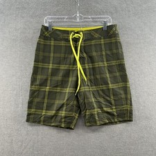 prana NWT mens size 30 drawstring plaid swim trunks cargo green