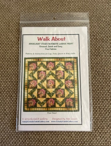 Walk About Quilt Pattern GGG WA by Ann Lauer 4 Sizes Lap/Twin/Queen/King New