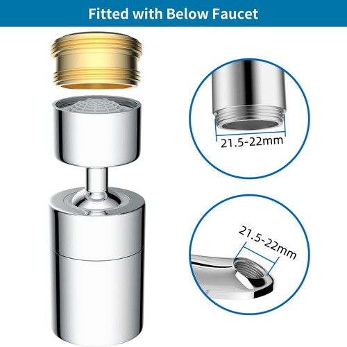 Swivel Faucet Aerator,360° Big Angle Rotate Kitchen Sink Faucet Attachment - Picture 38 of 46
