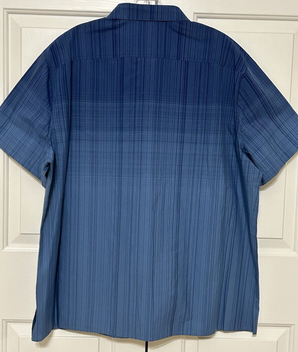 NWT Perry Ellis size XXL copen blue striped short sleeve button up shirt mens - Picture 3 of 6