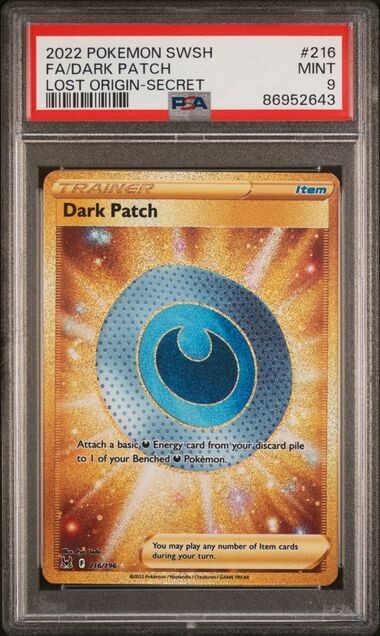 2022 Pokemon Lost Origin Dark Patch Full Art Secret Rare PSA 9 MINT #216