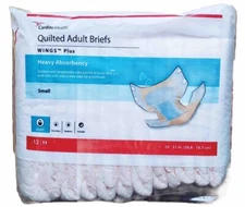 Cardinal Health Small Adult Quilted Briefs Wings Plus Heavy Absorbency 12 Pack