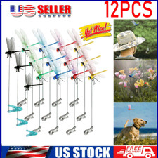 12Pcs 3D Fake Dragonfly Pole Clips for Gardening Decoration Crafts, 4 Color NEW