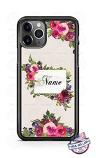 Elegante funda de teléfono con monograma y ramo para iPhone 11 Pro Samsung A20 LG, etc.