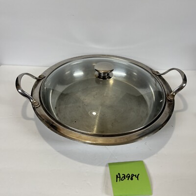Wolfgang Puck 13'' Chef Casserole Fry Pan with Lid Glass Stainless Double Handle