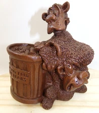 Red Mill Mfg. Pecan Resin Figurine Do Not Feed the Bears Signed E. Biersdorfer