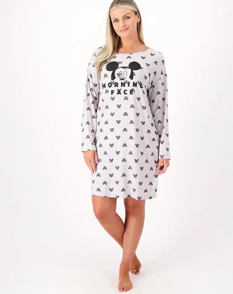 Character Cozy Jersey Long Sleeve Sleep Dress Grey Mickey Large A515406