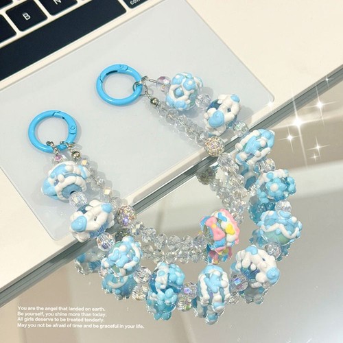Beaded Mobile Phone Strap Cream Phone Charm Rope Cute Phone Lanyard - Photo 6 sur 16