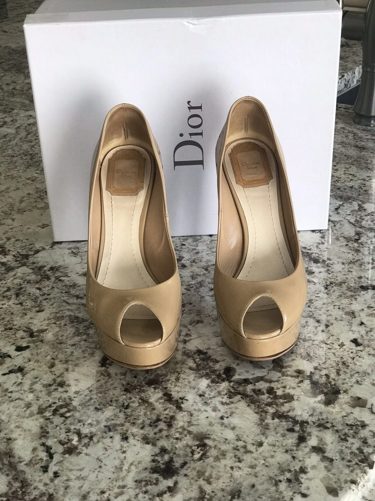 Pompe à bout peep beige Miss DIOR taille 37,5