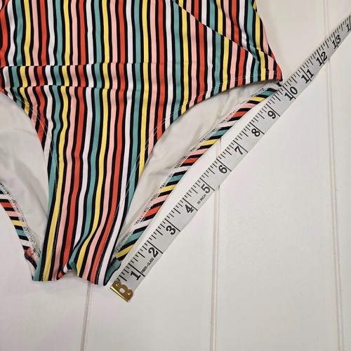 ALLIHOP Anthropologie Zinnia Striped Plunge One-Piece Swimsuit Size S Crossback - Picture 10 of 10