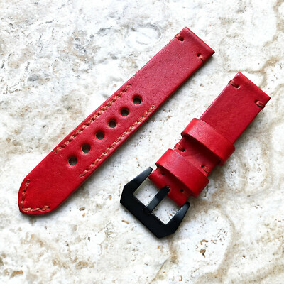 Rot Handgemacht Leder Band Armband für Google Pixel Uhr 4 3 45mm Smartwatch -A22