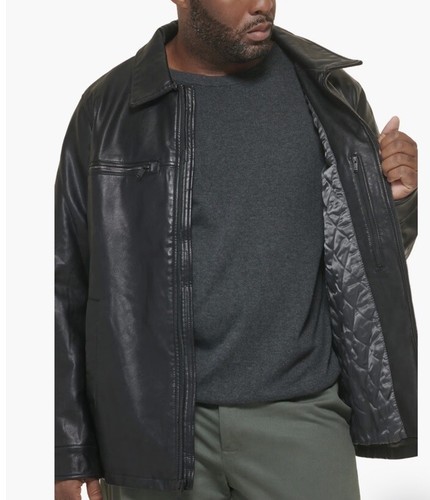 Dockers Mens Leather Jacket With Zip Pockets Size Small