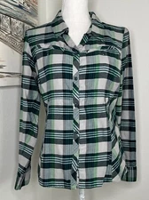 COLUMBIA Womens Green Plaid Slide Rock Button Front Shirt 100% Cotton | Small