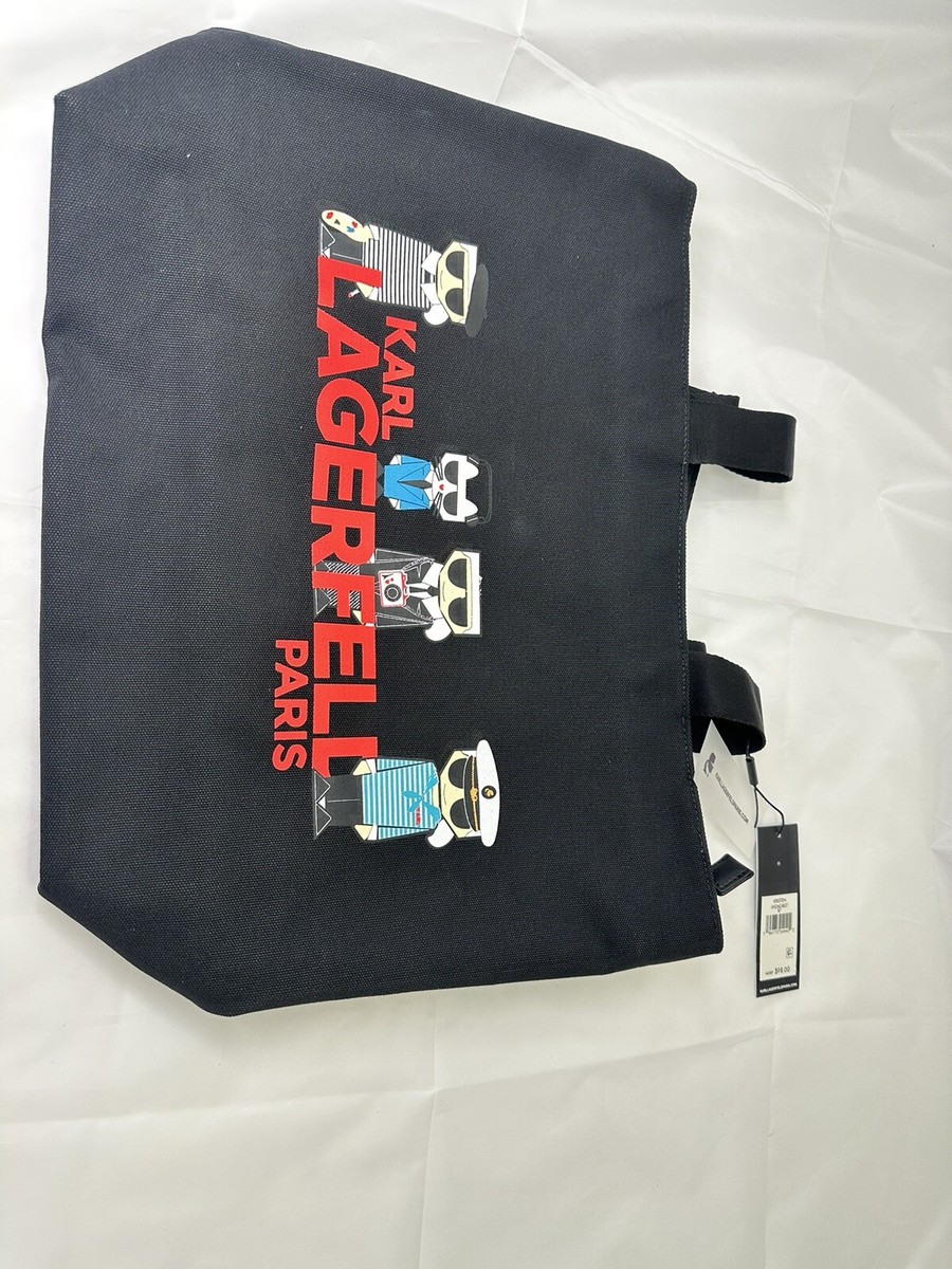 Karl Lagerfeld Paris Black TAXI KRISTEN Logo Print Canvas Tote Bag - Foto 2