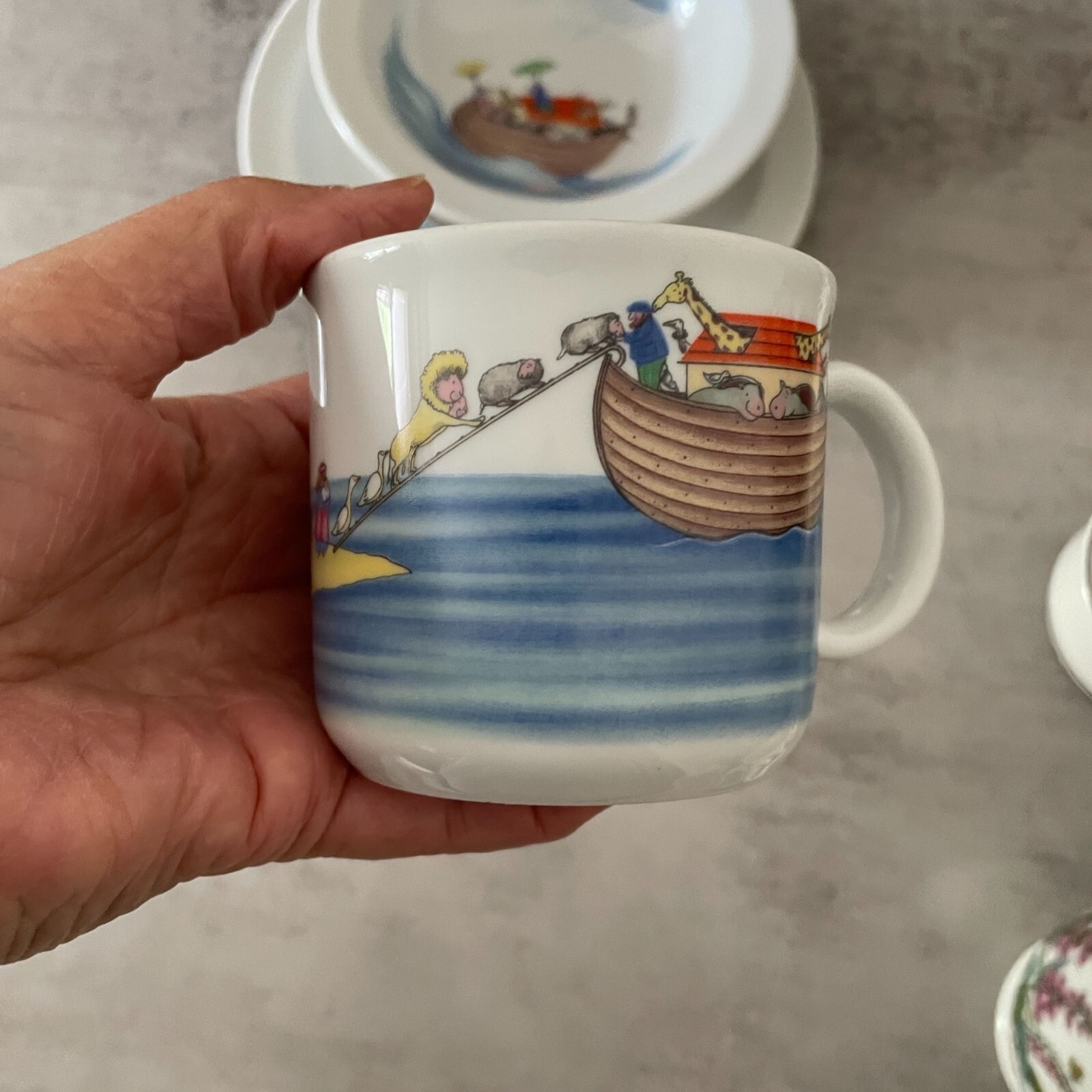 Vintage 1983 Noah's Ark Penny Ives Royal Worcester 3-PC Child's Dish Set England