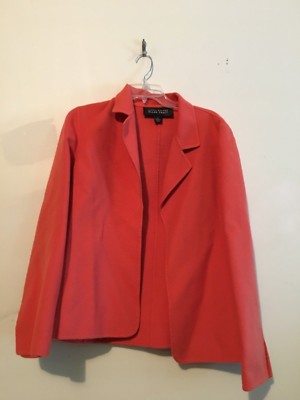 Linda Allard Ellen Tracy Size 12 Coral 100% Wool Women Blazer Jacket