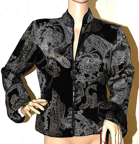 New $159 JS Collections Silk Evening Jacket Velvet Asian Top Cocktail 8 formal - Picture 2 of 5