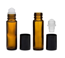 Amber 10 ml 1/3 oz Glass Roll-on Bottles Aromatherapy Oil roller ball Bottles