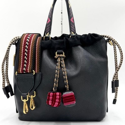 ETRO Handbag Shoulder Bag, Drawstring, Paisley Pattern, 2-Way, All Leather