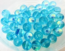 Aqua AB Czech Glass Druk Beads 8mm Qty:36