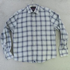 Untuckit Shirt Mens Medium Gray Plaid Long Sleeve Button Up