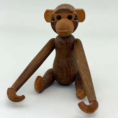 MCM Wooden Monkey Jointed Articulated Hanging Toy Japan No Tail 6''