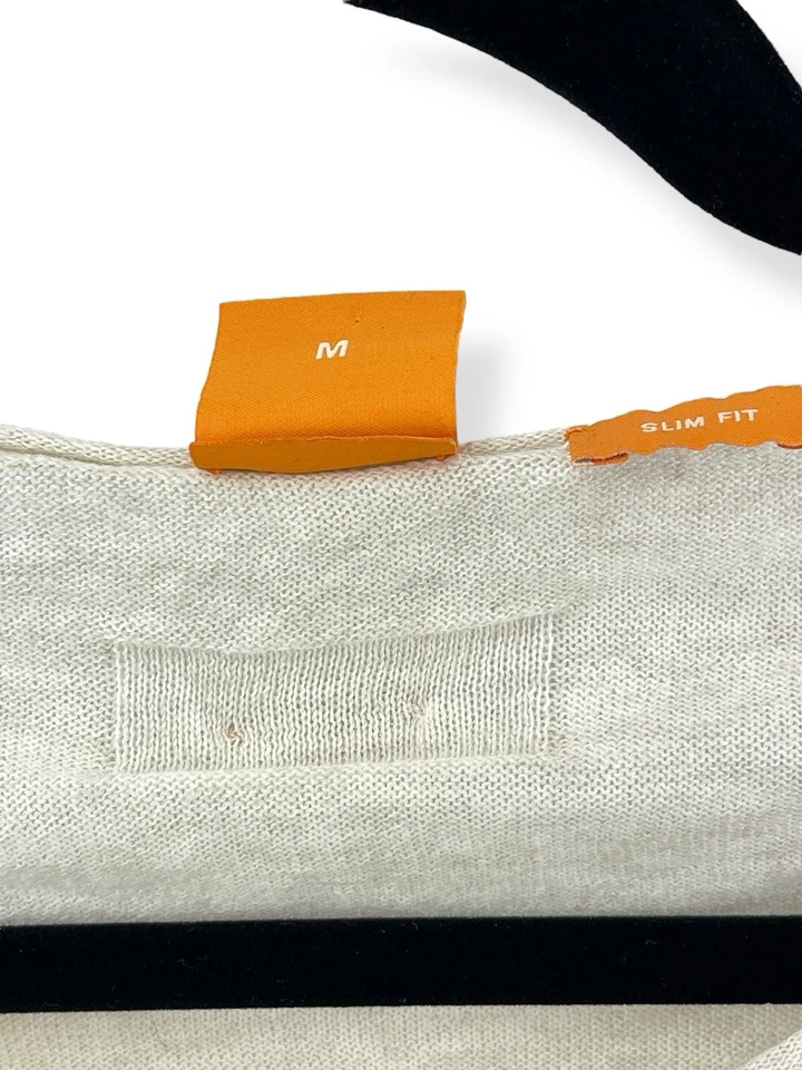 Hugo Boss Off White Camiseta Manga Larga Blusa Calce Ajustado Talla M Naranja Etiqueta Algodón Foto 3 de 4