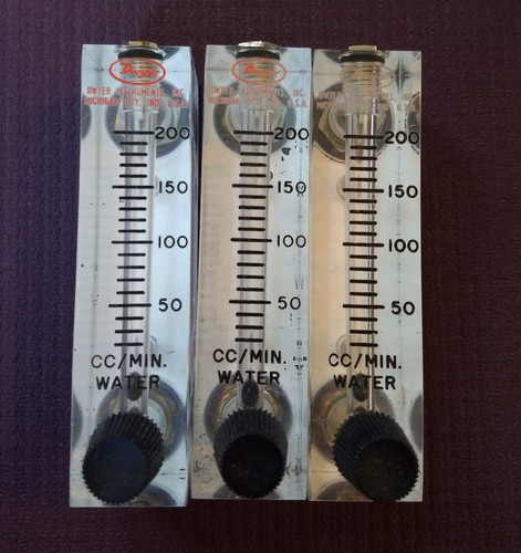 Used Dwyer VFA Visi-Float Flowmeter 20-200 cc/min Water. Lot of 3