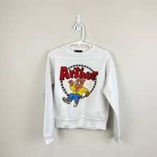 Vintage Arthur Marc Brown PBS 90s Sweatshirt White Boy Girl Size 7 USA