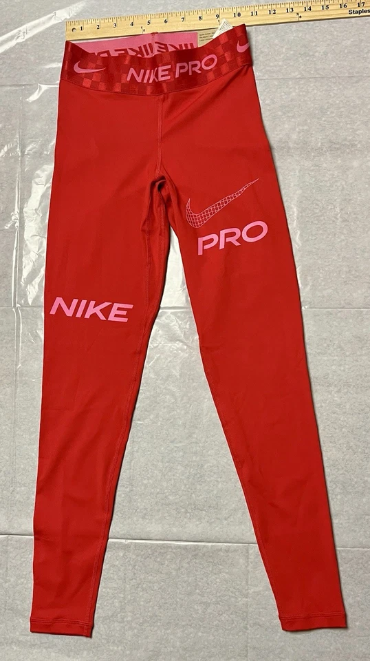 Nike Pro Para Mujer Rojo/Rosa Extra Pequeño Dri-Fit Leggings Gimnasio Entrenamiento Correr Nuevo con Etiquetas Foto 3 de 4