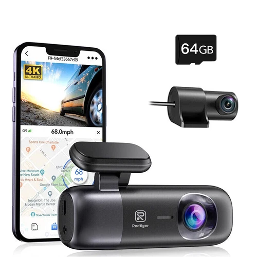 REDTIGER Dash Cam 4K Front and Rear Dash Camera WiFi GPS with Free 64GB SD Card deal from eBay