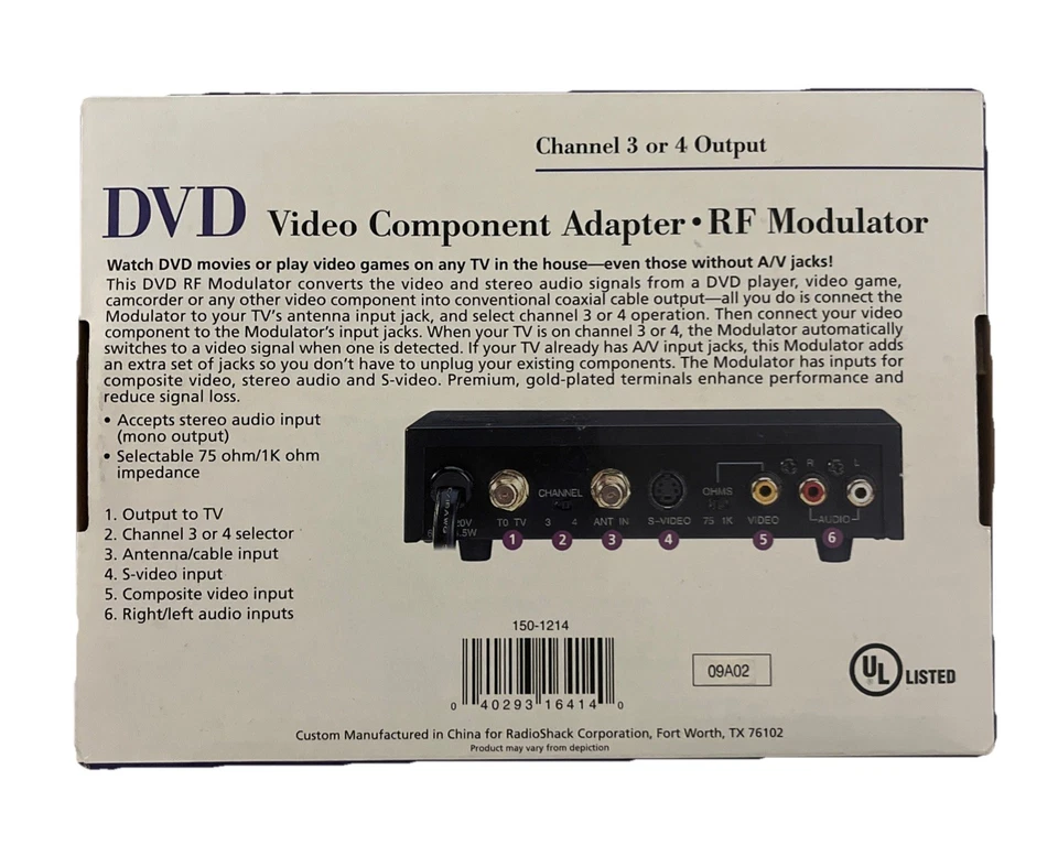Radio Shack Video Component Adapter RF Modulator 15-1214 - Image 2 of 4
