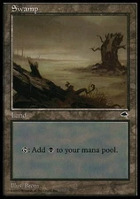 Basic Lands 10 MTG Swamp (335) - (Horizontal Log), Light Play, English Tempest