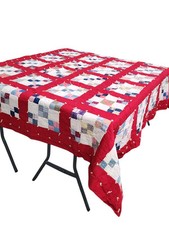 Antique 1900s Patchwork Four Patch Variation Quilt Hand Stitched/Tied 80x70