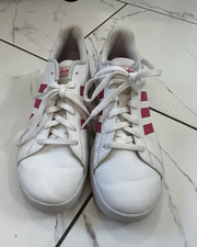 adidas Grand Court Unisex Kids White/Pink Glitter Lace-Up Sneakers Size 5