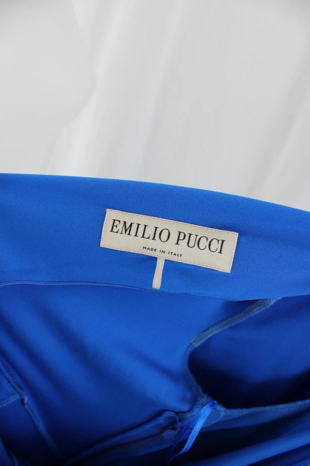 Emilio Pucci Women's Blue Multi Beaded Front Accent Long Sleeve Dress Size 8 - Image 3 of 4