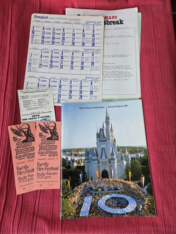 1981 Walt Disney Productions Annual Report, Pair Tickets, Calendar & More