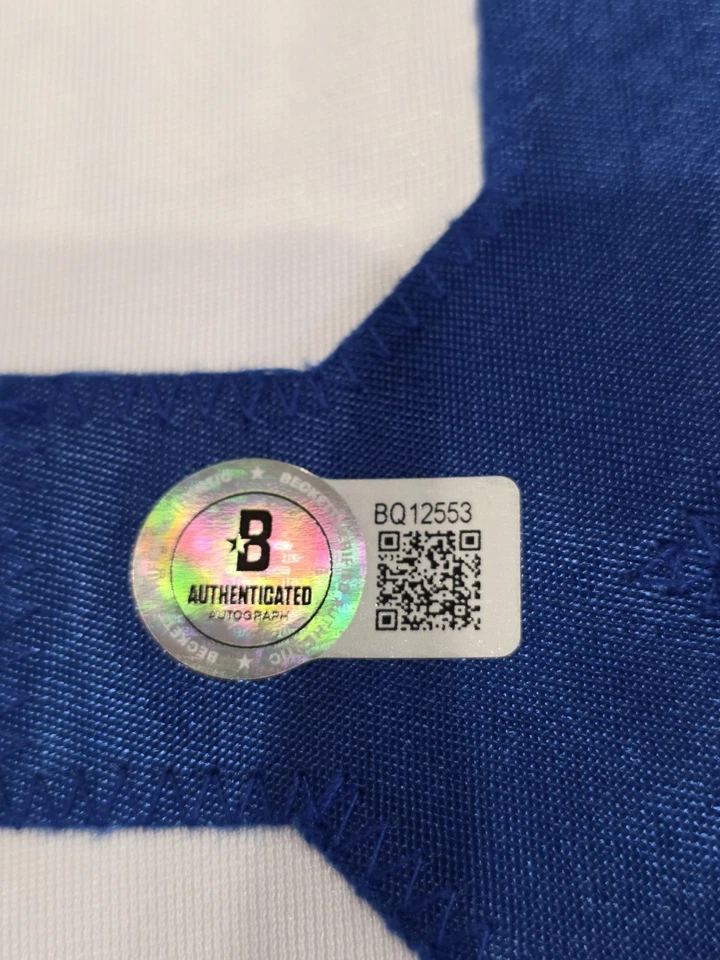 Camiseta deportiva Beckett autografiada/firmada de Dave Roberts blanca personalizada Foto 4 de 4