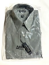 NWT Arrow Men  s Long Sleeve Dress Shirt Wrinkle Free 17 34-35XL Sage Poplin Leaf