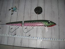 LARGE JOINTED RAINBOW TROUT SHAPED FISHING LURE ADVERTISING SIZE WALL DECOR