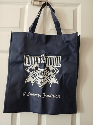 COOPERSTOWN DREAMS PARK NAVY BLUE  FABRIC TOTE BAG-SIZE 15.5  X 13 -BASEBALL-NEW