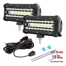 2PCS 7 Inch 150W Light Bar, Spot Flood Off Road Fog Driving Work Light for