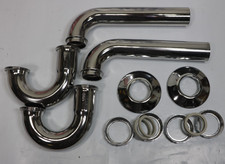 2 Sets Dearborn Brass Tubular P-Traps 1-1/2", Part No. 702-1 Chrome Plated Brass