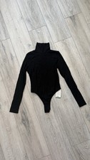 Womens Black Turtleneck Long-Sleeve One-Piece Bodysuit size